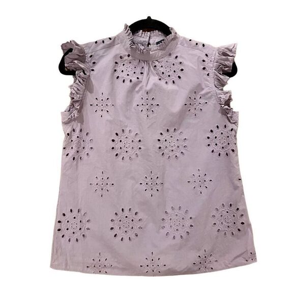 1. State purple eyelet ruffle sleeveless top size xs - Picture 1 of 9